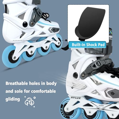 jaspo Hylux Inline Skates for Adults & Teens | 76mm Wheels, ABEC-7 Bearings, Hard Shell, Aluminium Frame,Rollerblades for Men & Women,White - Image 2