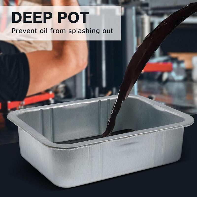 حوض تصريف الزيت الفولاذي من فويلو بسعة 5 لتر، جامع زيت المحرك المستعمل، صينية تقطير السيارات لإصلاح السيارات وتصريف السوائل بتصميم مجلفن وسميك. - Image 5