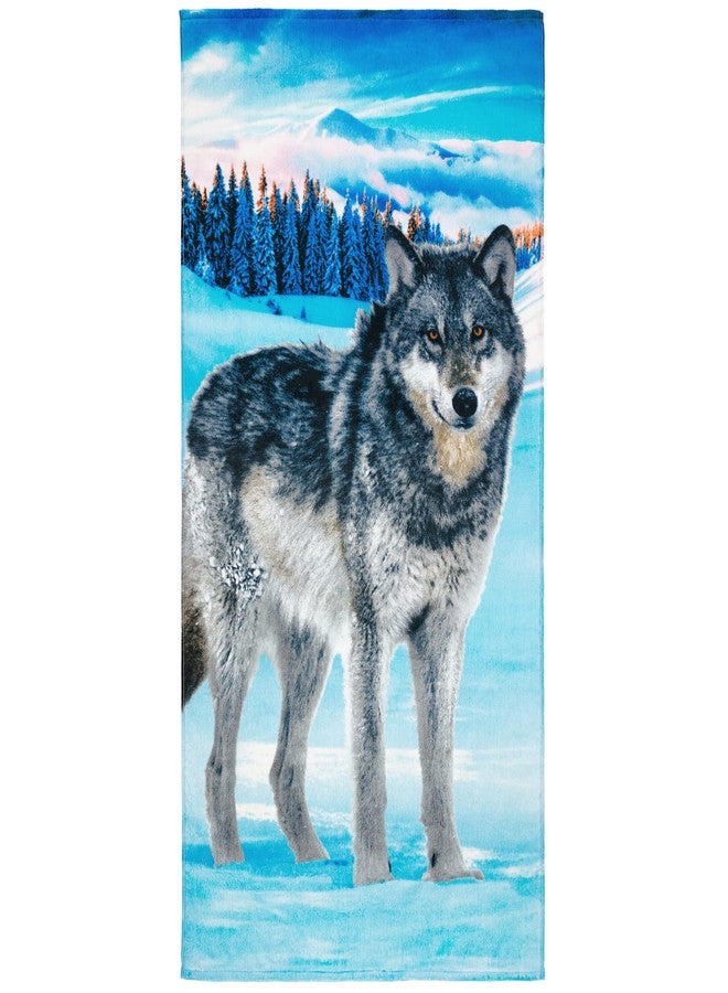Beachland Gray Wolf Beach Towel 30 x 60 inch 100% Cotton (30" x 60", Lone Wolf) - Image 1