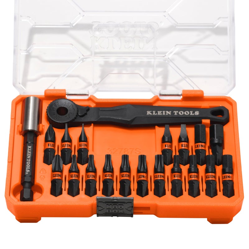 Klein Tools 32787S Slim MicroRatchet ProFlex Impact Driver Bit Set 20Piece S2 Steel MODbox Compatible Storage Case Magnetic Bit Holder - Image 2