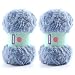 DAERBOF 2 Skeins Soft Chunky Fluffy Fuzzy Faux Fur Yarn for Crocheting Eyelash Furry Yarn for Knitting Blankets Scarves and Sweaters 35 Oz75 Yards Per RollBlue Grey - Image 2