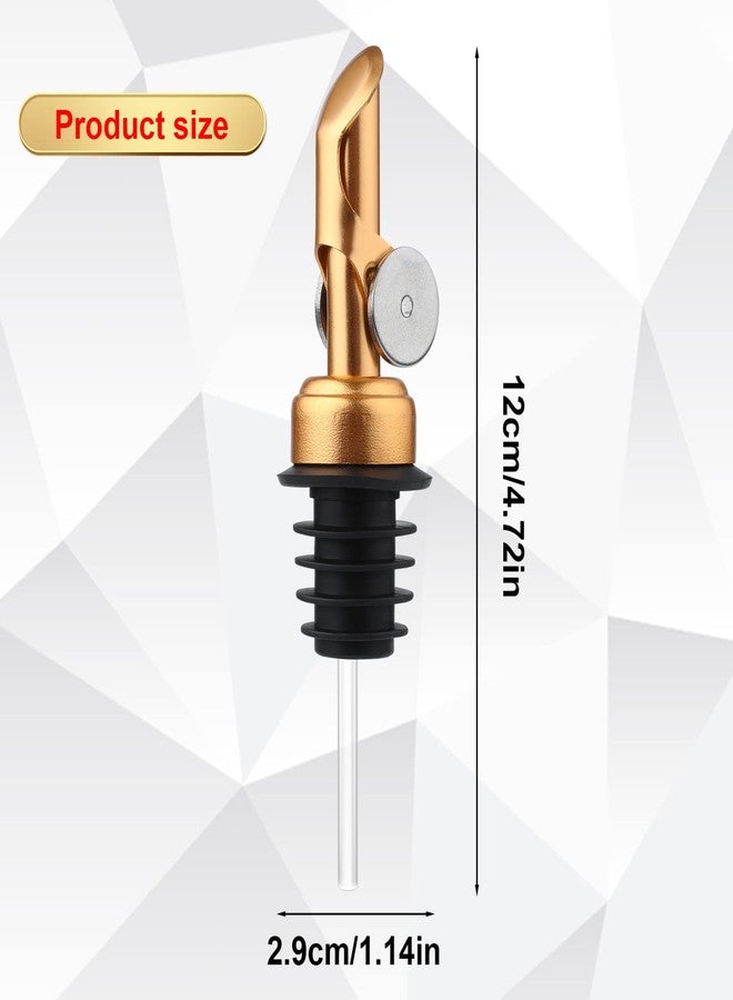 AIEX 4pcs Liquor Bottle Pourers, Stainless Steel Pourers Dispenser Spout Cover with Cap for Liquor Oil Balsamic Vinegar Bottles (Gold) - Image 2