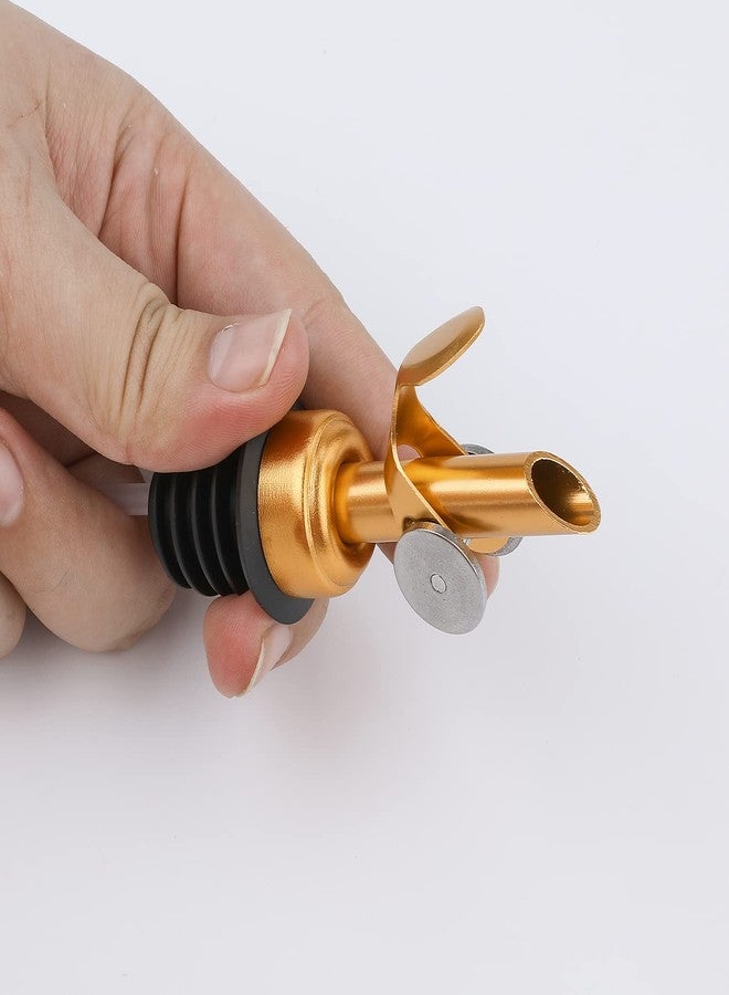 AIEX 4pcs Liquor Bottle Pourers, Stainless Steel Pourers Dispenser Spout Cover with Cap for Liquor Oil Balsamic Vinegar Bottles (Gold) - Image 3