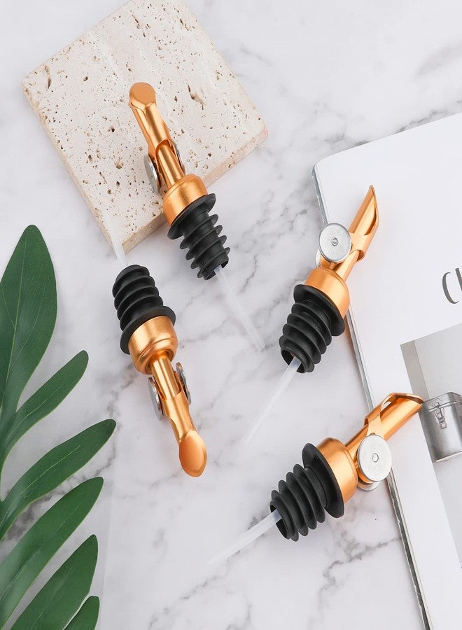 AIEX 4pcs Liquor Bottle Pourers, Stainless Steel Pourers Dispenser Spout Cover with Cap for Liquor Oil Balsamic Vinegar Bottles (Gold) - Image 4