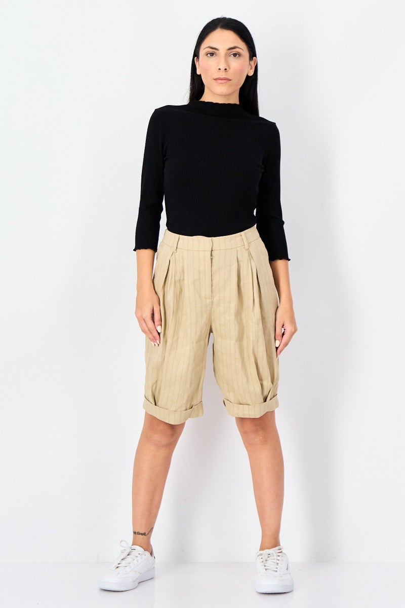 SELECTED Women Stripe Basic Shorts, Multicolor - Image 4