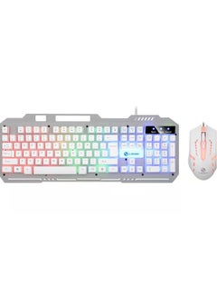 Beauenty Mechanical feel keyboard esports desktop notebook office game wired metal keyboard set/Metal set white 