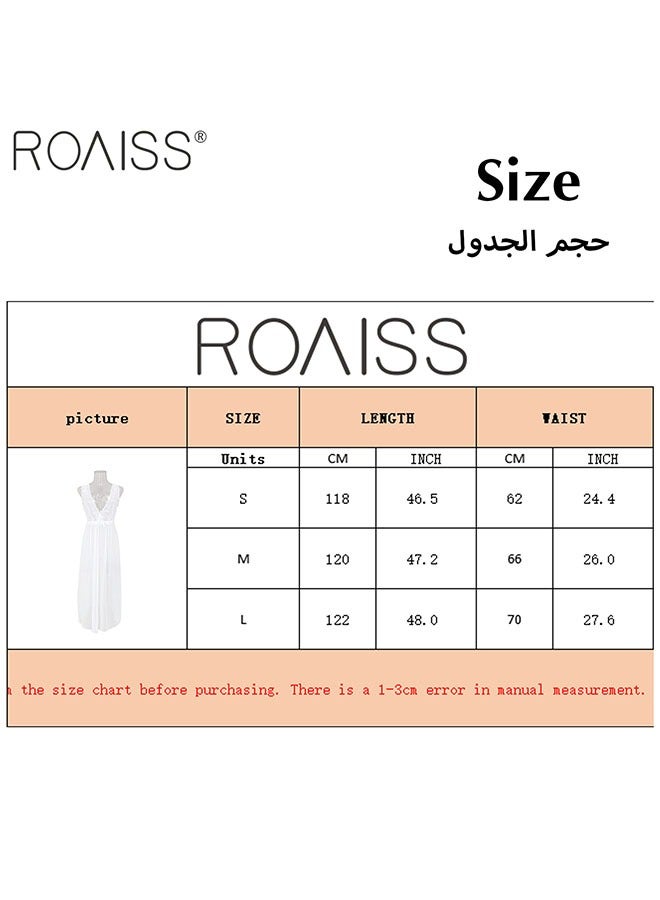 roaiss ثوب نوم نسائي جميل برقبة على شكل حرف V، فستان شبكي شفاف، بدون ظهر، بدون أكمام  - Image 2