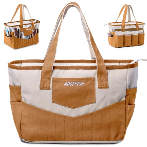 APOFFICE Pottery Tools Bag with Pockets for Clay Sculpting Tools Ceramic Tools Art Supply Organizer for Polymer Clay Tools Craft Tote Yarn Crochet Storage Washable Canvas Artist Bag Gift - Image 1
