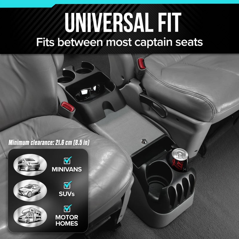 Moblorg Center Console for Minivans, SUVs, Middle Van Console, Extra Cup Holders, Large Storage, Made in USA (Gray) - Image 2