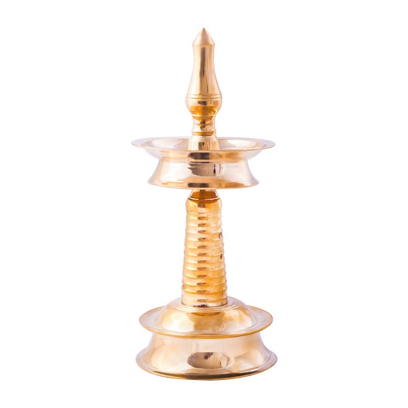 Rolimoli Pure Brass Original Traditional South Fancy Kerela Samay Diya Oil Diwali Puja Lamp, Nilavilakku Golden Nilavilakku Height (8.5 Inch) - Image 5