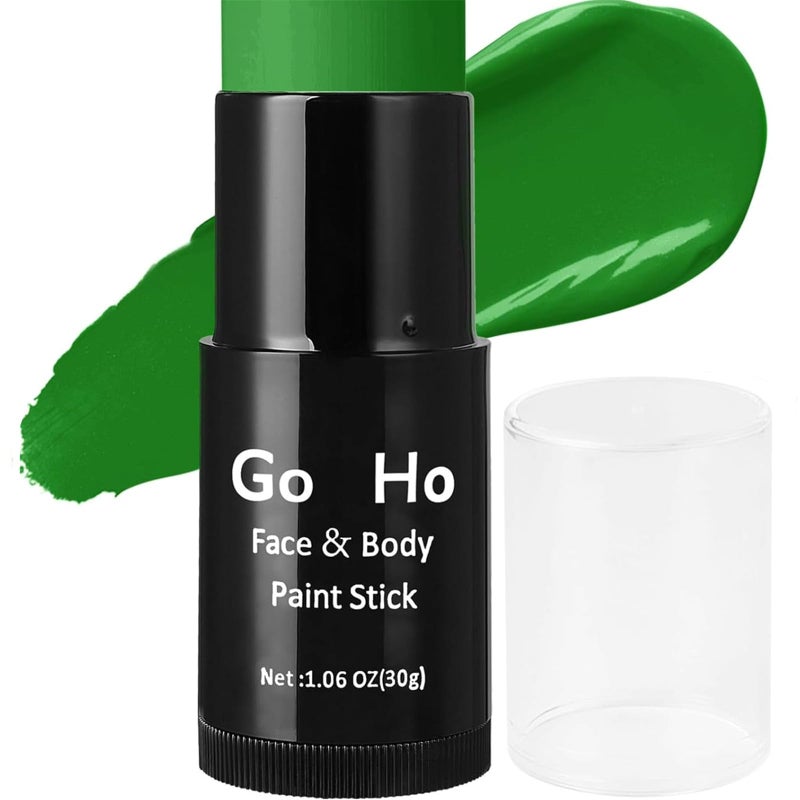 Go Ho قلم طلاء الوجه الأخضر القابل للخلط من غو هو غو هو (1.06 أونصة)، قلم طلاء الجسم الأخضر بتغطية كاملة لمكياج هالوين كوسبلاي SFX، طلاء وجه مقاوم للماء ليوم سانت باتريك - Image 1