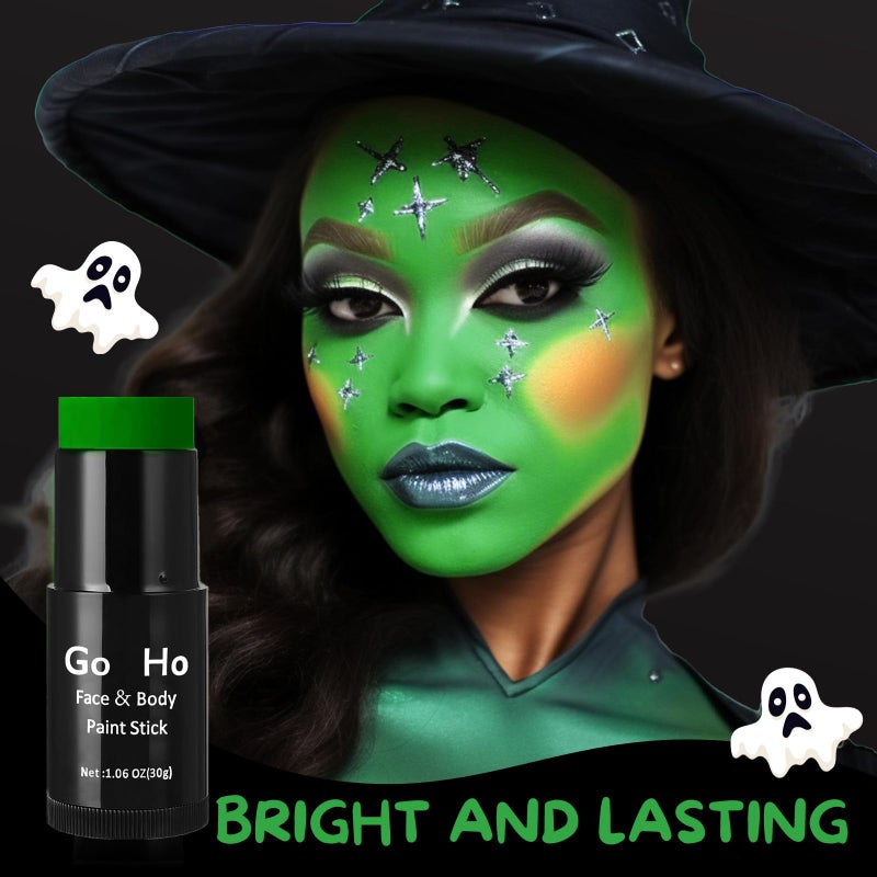 Go Ho قلم طلاء الوجه الأخضر القابل للخلط من غو هو غو هو (1.06 أونصة)، قلم طلاء الجسم الأخضر بتغطية كاملة لمكياج هالوين كوسبلاي SFX، طلاء وجه مقاوم للماء ليوم سانت باتريك - Image 4
