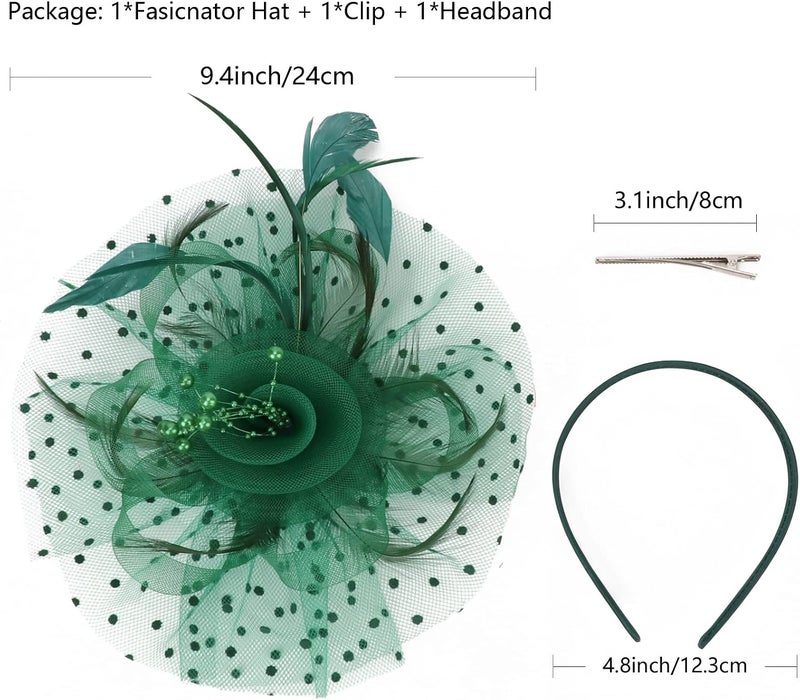 DRESHOW Fascinators Hat Flower Mesh Ribbons Feathers on a Headband and a Clip Tea Party Headwear for Girls and Women - Image 3