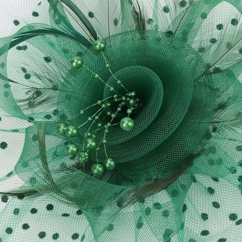 DRESHOW Fascinators Hat Flower Mesh Ribbons Feathers on a Headband and a Clip Tea Party Headwear for Girls and Women - Image 4