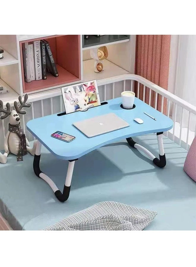 FUMES Portable Folding Laptop Desk for Bed With iPad and Cup Holder Adjustable Lap Tray Notebook Stand Foldable Non-Slip Legs Reading Table for Working Studying and Camping  - Image 2