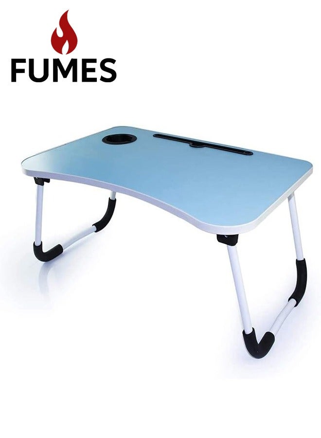 FUMES Portable Folding Laptop Desk for Bed With iPad and Cup Holder Adjustable Lap Tray Notebook Stand Foldable Non-Slip Legs Reading Table for Working Studying and Camping  - Image 1