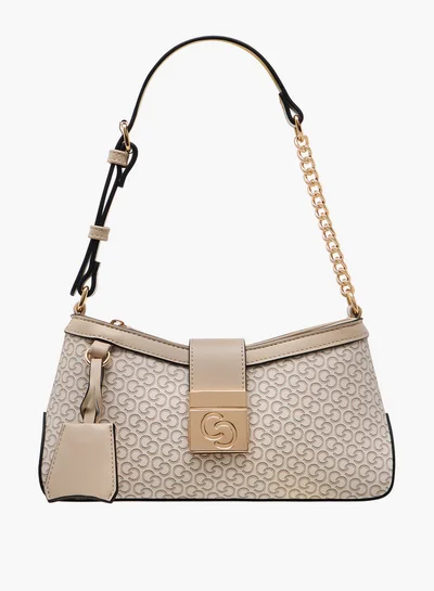 Celeste Women's Monogram Print Shoulder Bag with Flap Closure