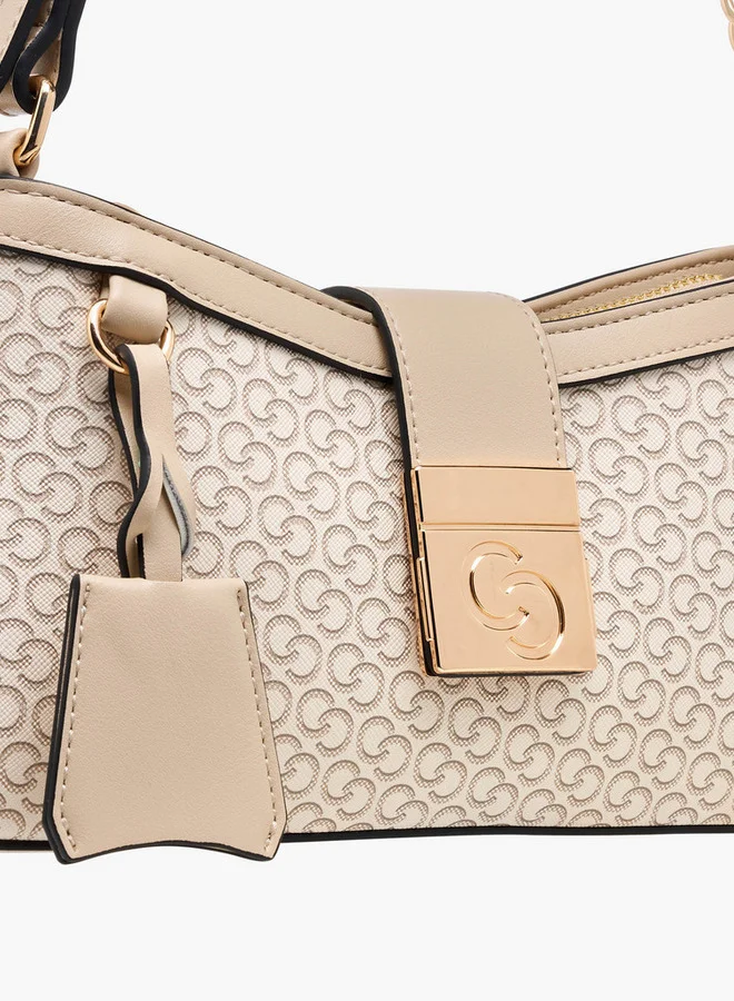 Celeste Women's Monogram Print Shoulder Bag with Flap Closure