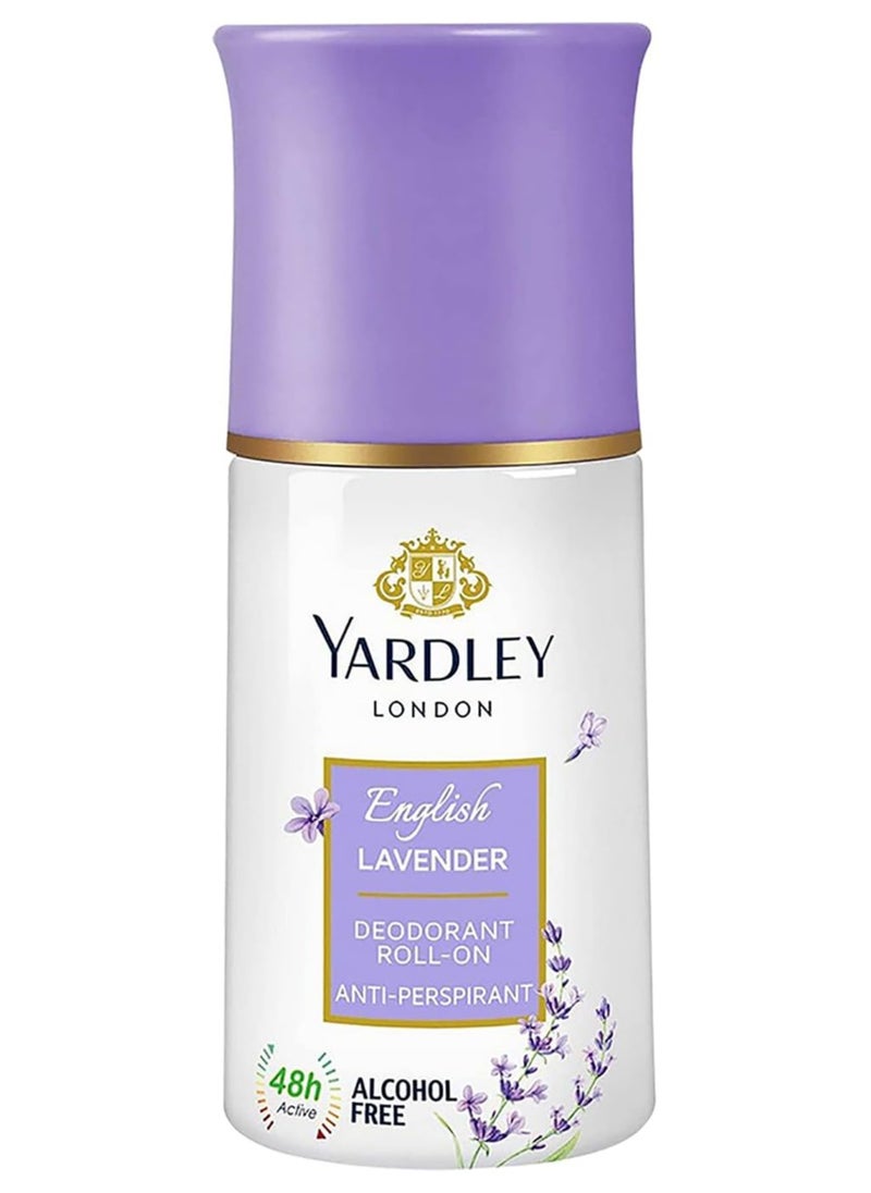 Yardley Yardley London Yardley English Lavender Roll On, Anti-Perspirant, Floral Fresh Fragrance, All Day Sweat Protection, Reduce Wrinkles, Lighten Skin Tone 50 ml  - Image 1