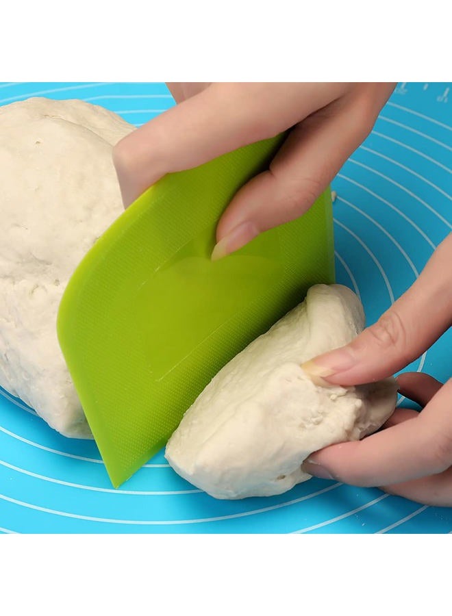 Suanyok 2 Piece Dough Sc Bowl Sc Bread Cream Cake Pizza Cutter Bench Sc, Food Safety Flexible Plastic Multi-Function Kitchen Tool, White, Green (White&Green) - Image 2