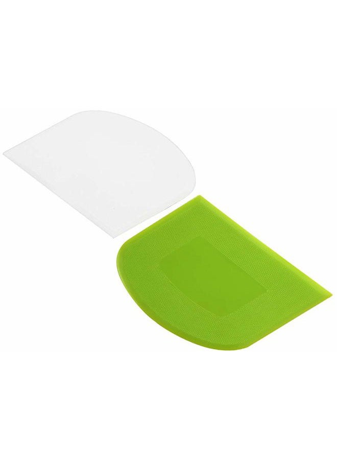 Suanyok 2 Piece Dough Sc Bowl Sc Bread Cream Cake Pizza Cutter Bench Sc, Food Safety Flexible Plastic Multi-Function Kitchen Tool, White, Green (White&Green) - Image 1