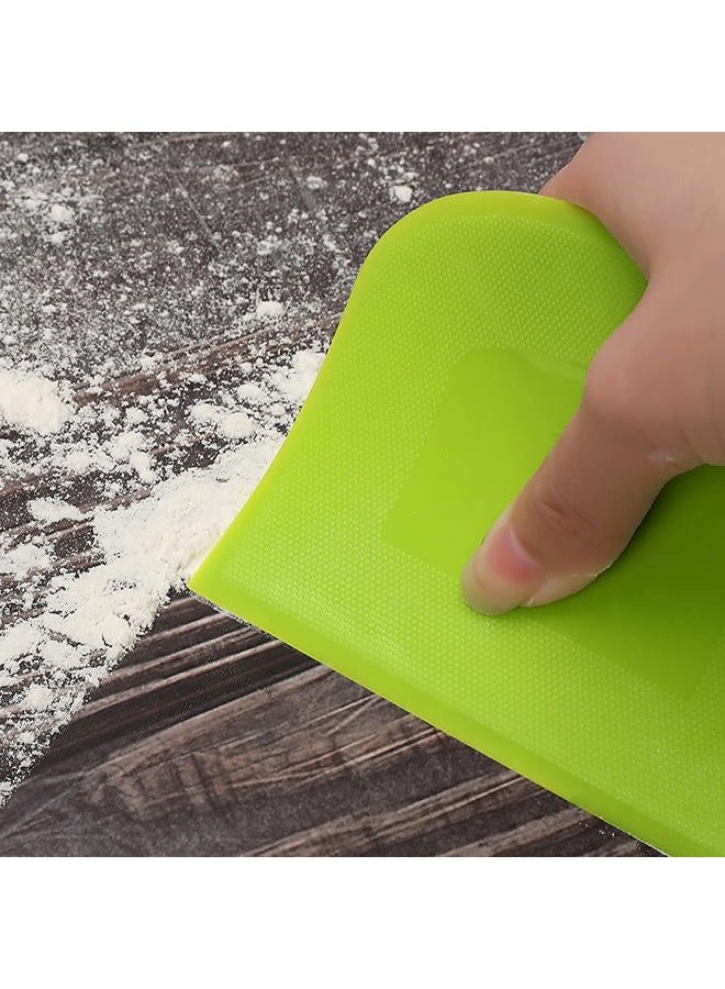 Suanyok 2 Piece Dough Sc Bowl Sc Bread Cream Cake Pizza Cutter Bench Sc, Food Safety Flexible Plastic Multi-Function Kitchen Tool, White, Green (White&Green) - Image 5