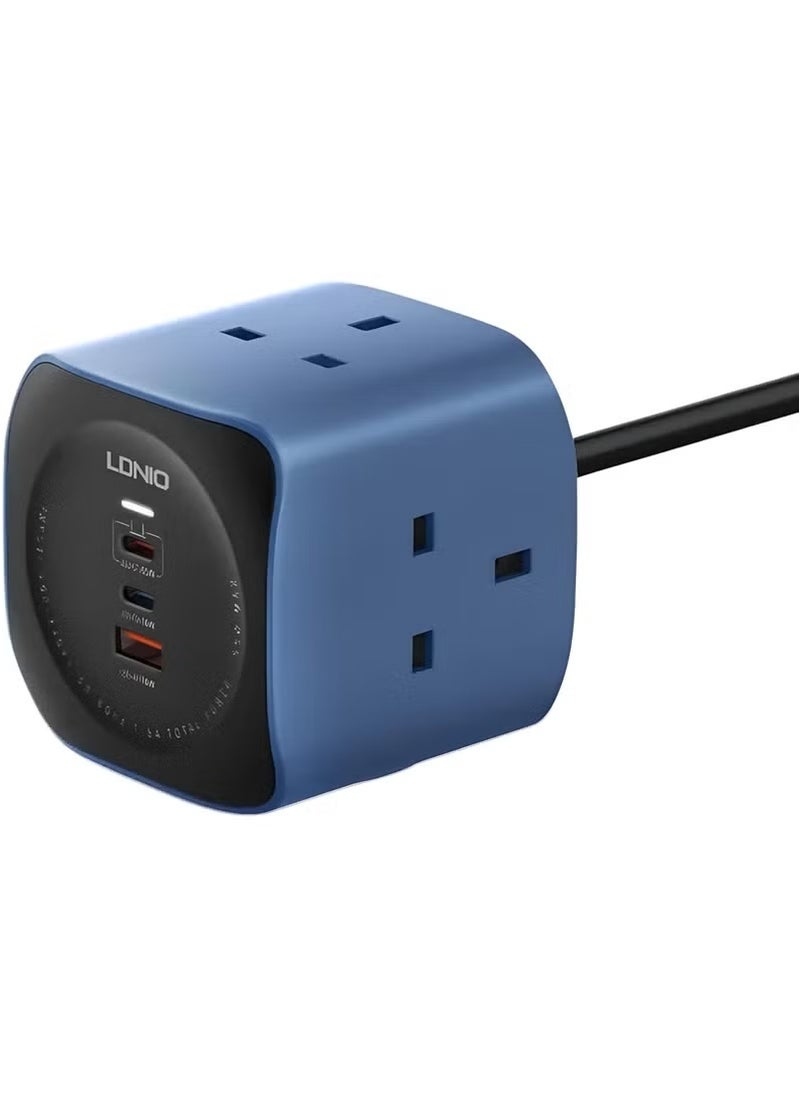 لدنيو - شاحن USB-C بقوة 65 وات، مقبس تمديد 6 في 1 مع 3 منافذ تيار متردد عالمية و3 منافذ USB، شحن سريع PD3.0 QC3.0، سلك بطول 2 متر، للمنزل والمكتب - Image 1