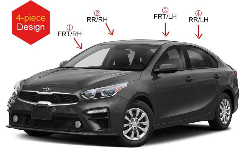 AUTO CLOVER AUTOCLOVER Tape-On Rain Guards Window Visors 4 Pcs Set for Kia Forte 2019 2020 2021 2022 2023 2024 2025 / Window Deflectors, Out-Channel Vent Shades (Smoked) - Image 3