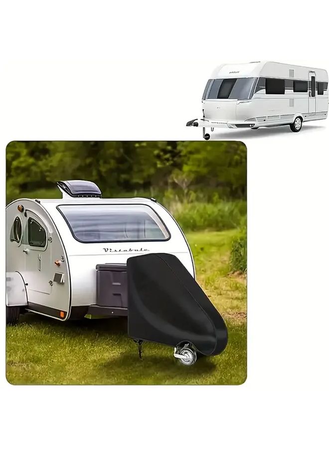 600D Heavy Duty Oxford Camper Trailer Cover Black All Weather Protection Thickened Fabric Sunproof Outdoor Harsh Weather - Image 3