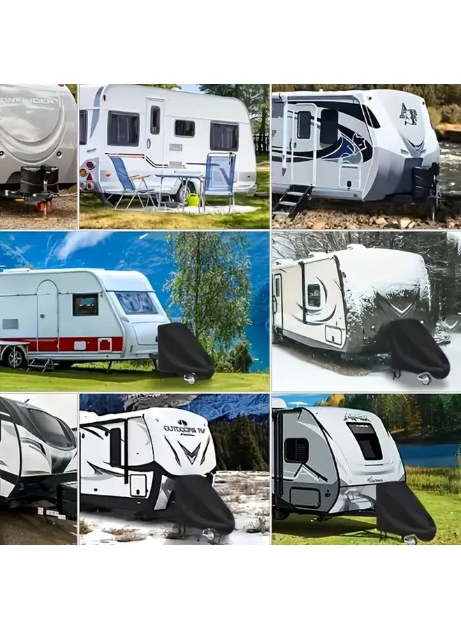 600D Heavy Duty Oxford Camper Trailer Cover Black All Weather Protection Thickened Fabric Sunproof Outdoor Harsh Weather - Image 5