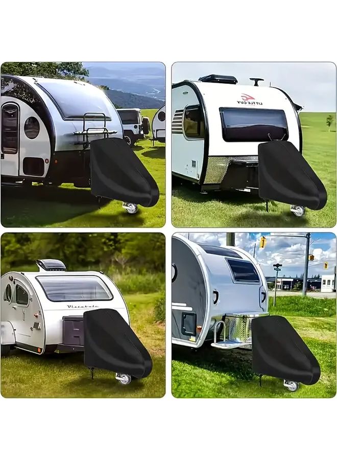 600D Heavy Duty Oxford Camper Trailer Cover Black All Weather Protection Thickened Fabric Sunproof Outdoor Harsh Weather - Image 4