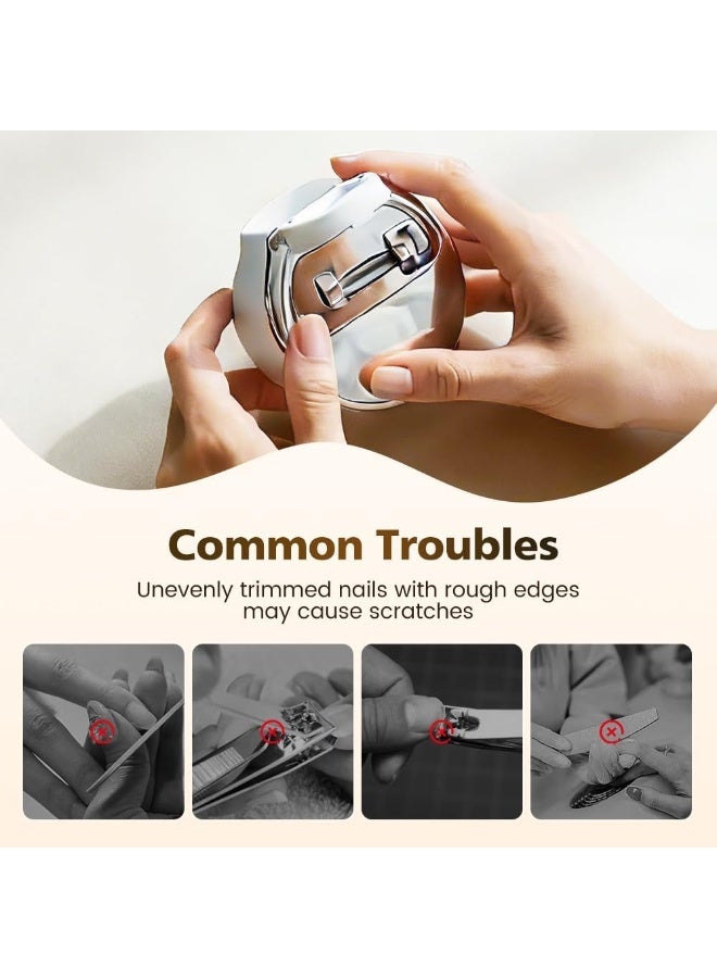 قصافة أظافر كهربائية للأطفال والكبار، ماكينة قص الأظافر 3 في 1 مع مبرد وملمع أظافر أوتوماتيكي، إضاءة LED وحاوية تجميع قصاصات الأظافر، قابلة للشحن USB-C، 3 سرعات، قص آمن وسهل للعناية بأظافر الأطفال والكبار - Image 3