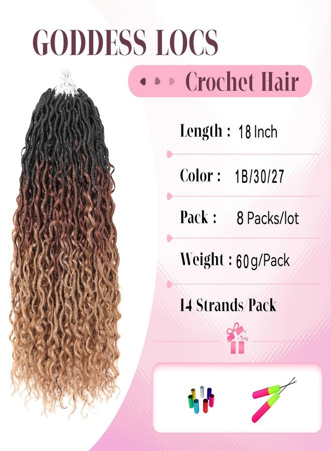 وصلات شعر كروشيه جديدة من Aipin، ضفائر Goddess Locs بطول 18 بوصة، ضفائر Boho River Locs Hippile مموجة مع شعر مجعد في المنتصف والأطراف (8 عبوات، 18 بوصة، OM3T3027) - Image 2