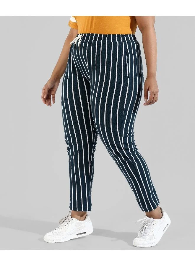 انستافاب بلس بنطلون رياضي نسائي مخطط أنيق للمناسبات النشطة والمسائية