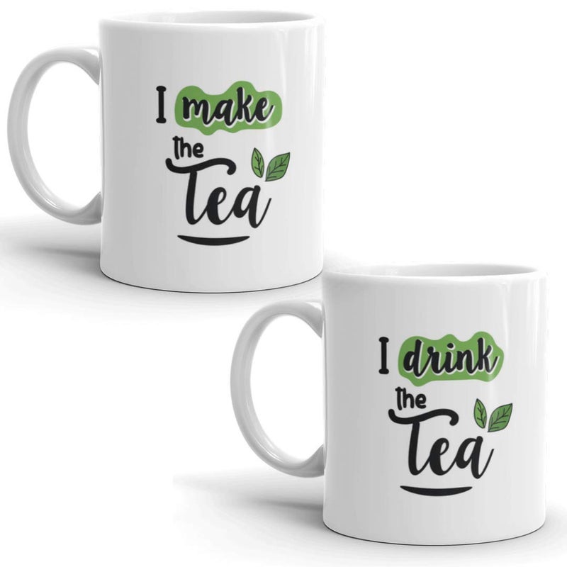 Oye Happy Chai Wala Ceramic Mugs - Set of 2, Multicolour, 330ml - Image 1