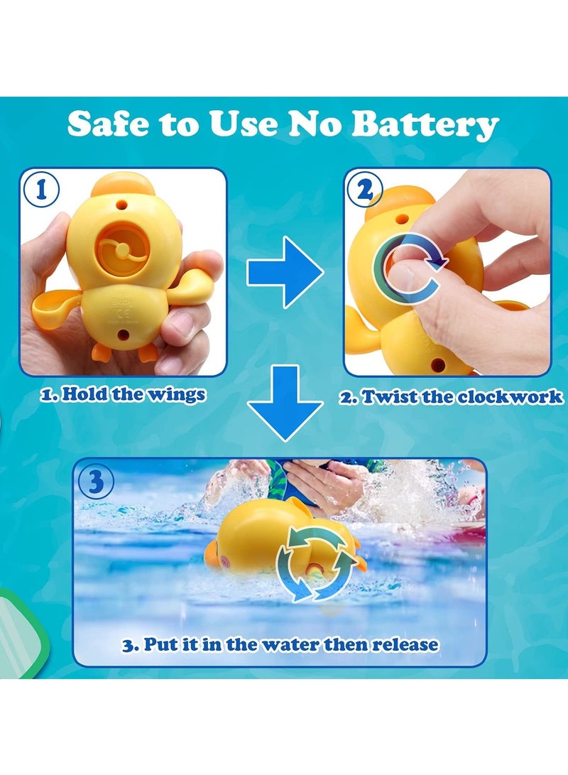 Baby Bath Toys, 3 Pcs Wind Up Duck Bathtub Toys for Toddlers 1-3 Years Old, Floating Pool Games, Water Toys for Swimming, Ideal Birthday Gifts for Boys and Girls - Image 4