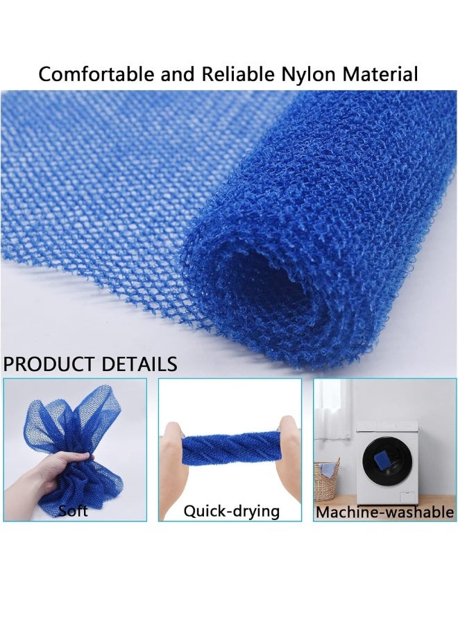 فَرَحُوم طقم إسفنج استحمام شبكي أفريقي مكون من 4 قطع، ليفة ناعمة لتقشير البشرة من النايلون، ليفة استحمام طويلة لتدليك الجسم، ليفة ظهر، وملطف للبشرة للاستخدام اليومي، بألوان الأسود والأزرق والوردي والبنفسجي. - Image 4