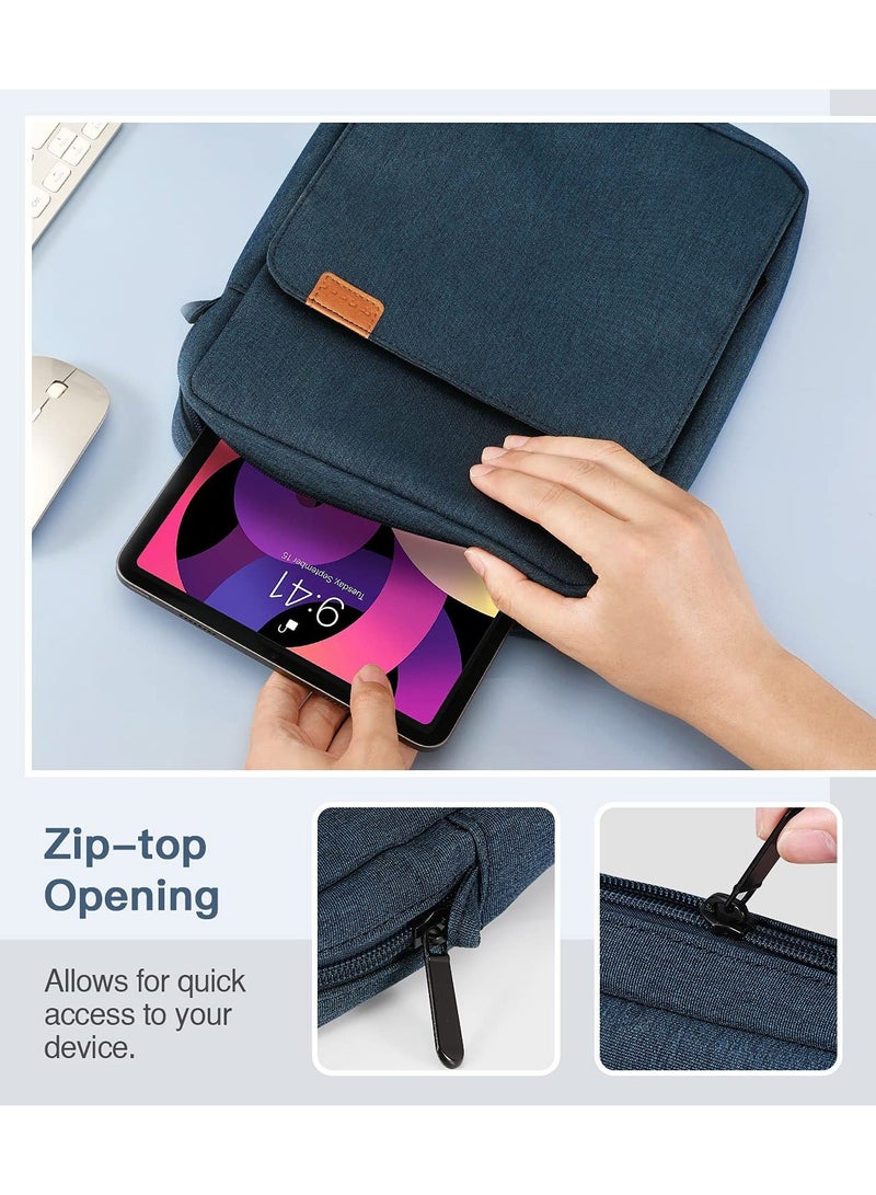 9 To 11 Inch Tablet Sleeve Bag Fits for iPad air 5 10.Inches 2022 iPad Pro 11 M2 2022 to 2018 iPad 10th 10.9 Air 4 10.9 Tab S8 2022 Handle Carrying Case with Shoulder Strap Dark Blue - Image 2