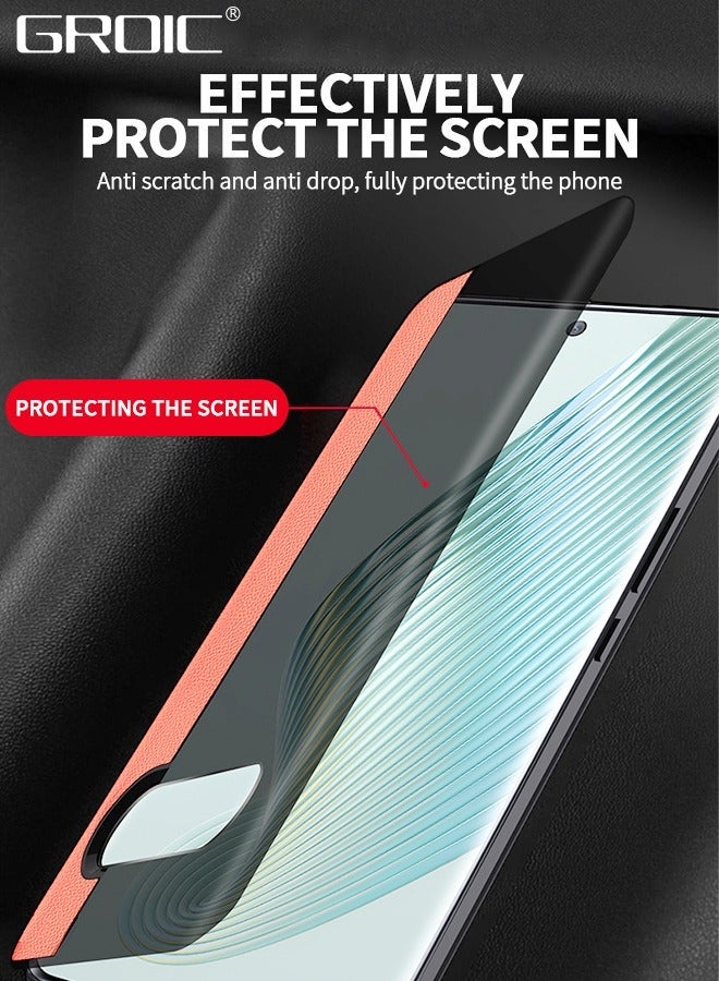 GROIC Compatible with Honor Magic 5 6.73 Inches Phone Case Camera Lens Protector, Magnetic Closure, Viewing Windows and Stand Function Wallet Flip Cover Pouch PU Leather  - Image 5