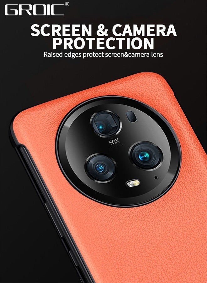 GROIC Compatible with Honor Magic 5 6.73 Inches Phone Case Camera Lens Protector, Magnetic Closure, Viewing Windows and Stand Function Wallet Flip Cover Pouch PU Leather  - Image 4