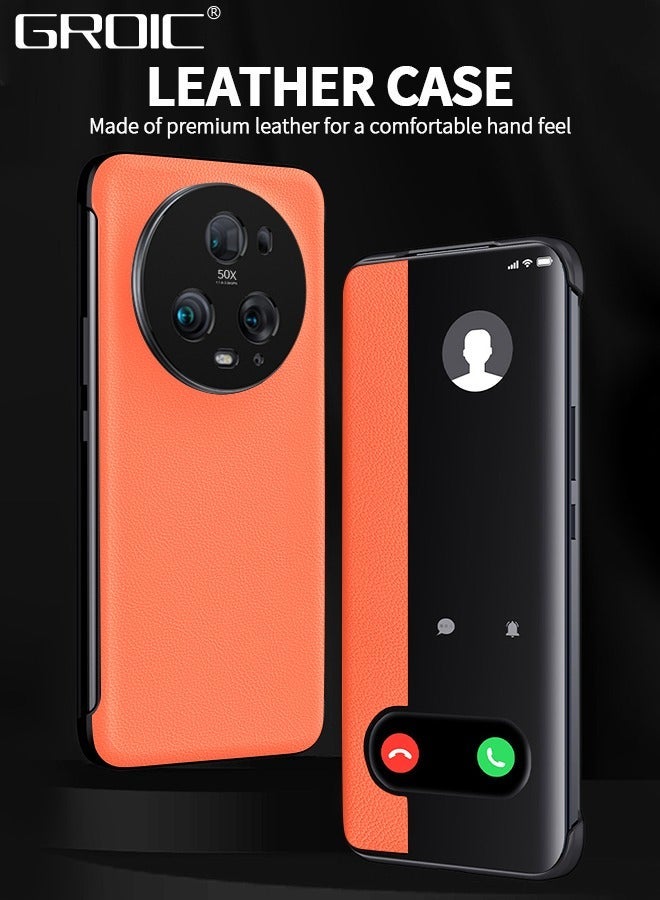 GROIC Compatible with Honor Magic 5 6.73 Inches Phone Case Camera Lens Protector, Magnetic Closure, Viewing Windows and Stand Function Wallet Flip Cover Pouch PU Leather  - Image 2
