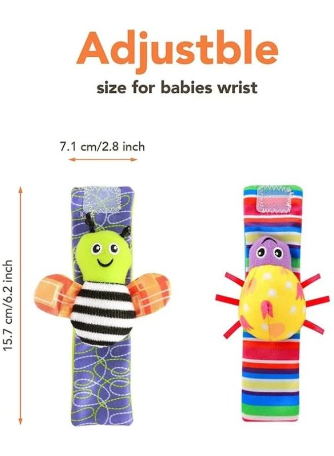 MOMENT Baby Wrist Rattle and Foot Finders Socks Newborn Hand and Foot Toys for Baby Boy/Girl, Sensory Developmental Toys Set for Babies - 0-12 Months - Image 2
