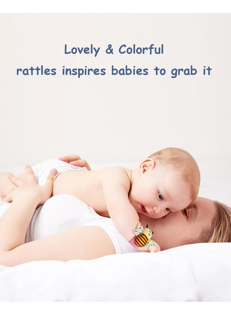 MOMENT Baby Wrist Rattle and Foot Finders Socks Newborn Hand and Foot Toys for Baby Boy/Girl, Sensory Developmental Toys Set for Babies - 0-12 Months - Image 5