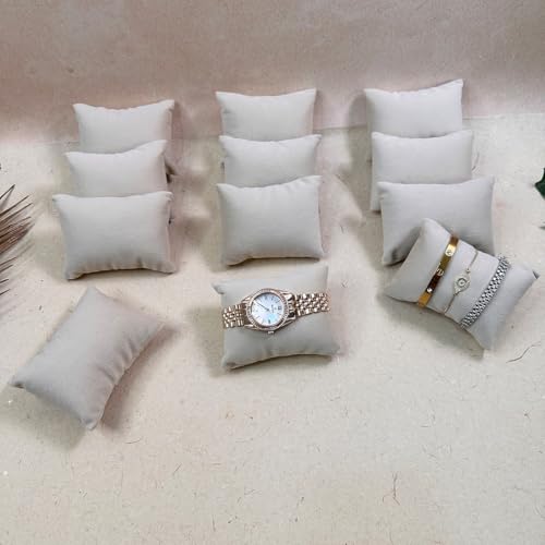 La Trove Watch and Bracelet Organizer Pillow Set, Drawer Display for Bangle Jewelry Storage Holder, Showcase & Wardrobe Organizer, Pack of 12, Cream - Image 1