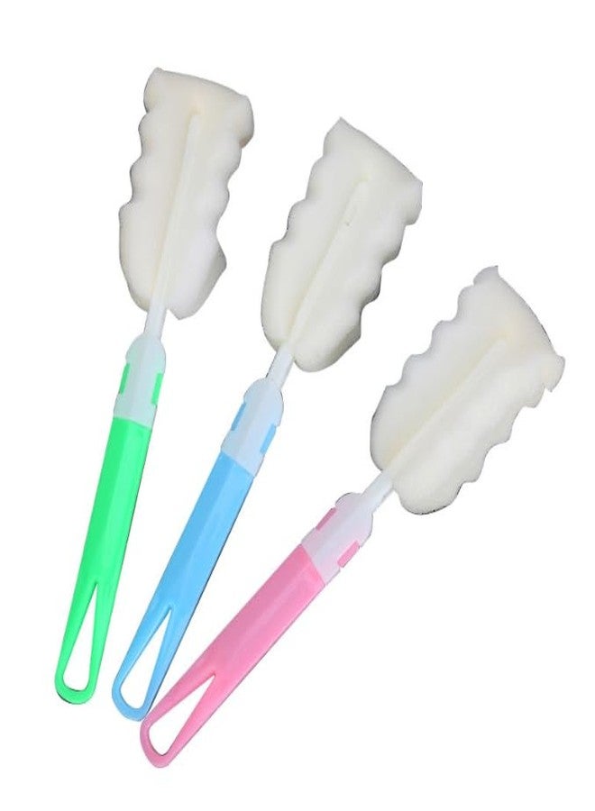 Feilguee 3 PCS Sponge Clean Brush with Adjustable Plastic Handle Long Handle Cleaner Brush Baby Bottle Cleaner Brush for Coffee Glasses Pot Milk Cup Mugs Baby Bottles - Image 1