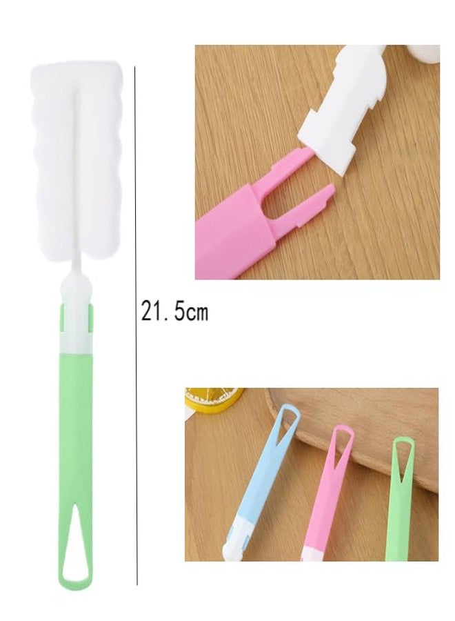 Feilguee 3 PCS Sponge Clean Brush with Adjustable Plastic Handle Long Handle Cleaner Brush Baby Bottle Cleaner Brush for Coffee Glasses Pot Milk Cup Mugs Baby Bottles - Image 2