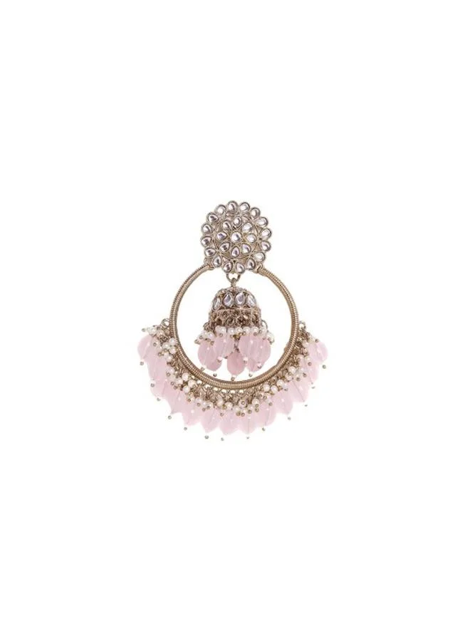 Priyaasi Elegant Women Pink Brass Earrings with pattern and secured with Post and Back closure and styled in ideal for Ethnic moments — crafted to elevate your special moments.