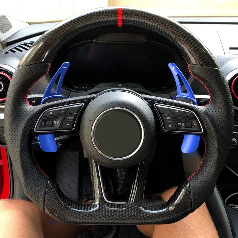 SANRILY Blue Steering Wheel Shift Paddle Gear Shifter Extension for Audi Models - Image 3