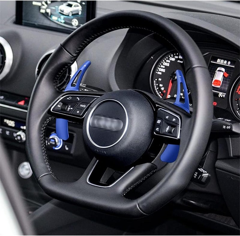SANRILY Blue Steering Wheel Shift Paddle Gear Shifter Extension for Audi Models - Image 4
