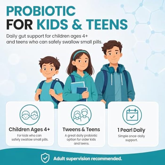 Balance ONE Probiotic for Kids & Teens Ages 4+ – Up to 15x Better Survivability – 3 Billion CFU, 8 Strains – Time-Release Kids Probiotic Pearls, Sugar Free, Easy to Swallow, 2 Month Supply - Image 4